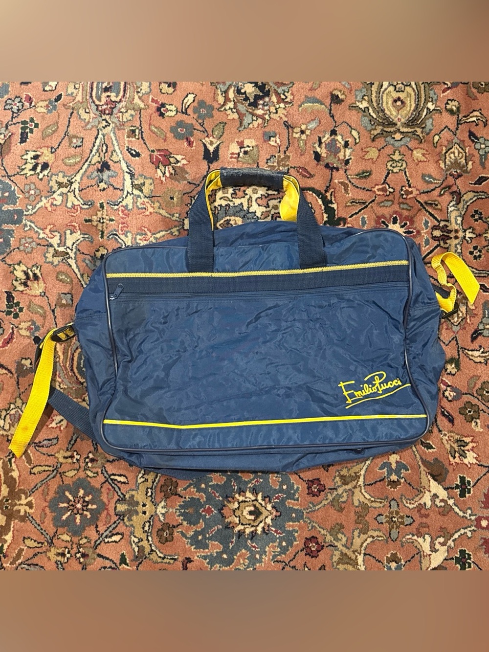 Vintage Emilio Pucci Navy Duffel with Yellow Trim